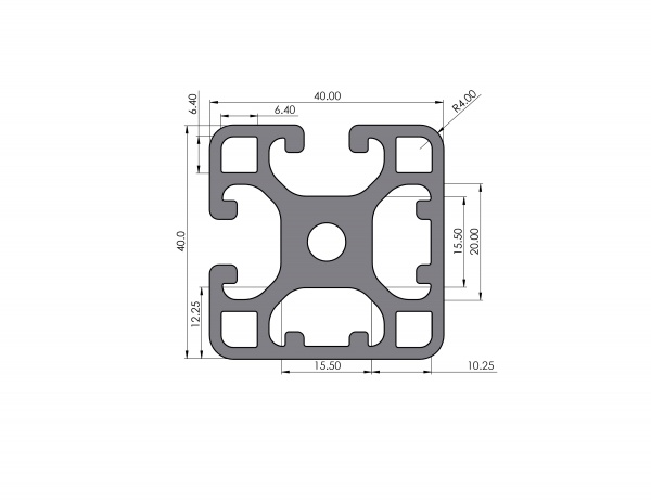 Aluminum profile 40x40 slightly Groove 8 I-Type 2N90 Black